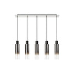 NL84959 Tokyo Slim Linear Pendant 5 Light Adjustable Black/Smoke Fade Glass