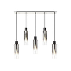 NL84959 Tokyo Slim Linear Pendant 5 Light Adjustable Black/Smoke Fade Glass
