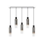 NL84959 Tokyo Slim Linear Pendant 5 Light Adjustable Black/Smoke Fade Glass