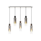 NL84959 Tokyo Slim Linear Pendant 5 Light Adjustable Black/Smoke Fade Glass