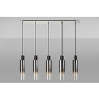 NL84959 Tokyo Slim Linear Pendant 5 Light Adjustable Black/Smoke Fade Glass