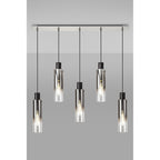 NL84959 Tokyo Slim Linear Pendant 5 Light Adjustable Black/Smoke Fade Glass