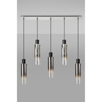 NL84959 Tokyo Slim Linear Pendant 5 Light Adjustable Black/Smoke Fade Glass