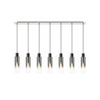 NL84969 Tokyo Slim Linear Pendant 7 Light Adjustable Black/Smoke Fade Glass