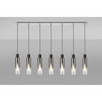 NL84969 Tokyo Slim Linear Pendant 7 Light Adjustable Black/Smoke Fade Glass