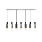 NL84969 Tokyo Slim Linear Pendant 7 Light Adjustable Black/Smoke Fade Glass