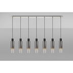 NL84969 Tokyo Slim Linear Pendant 7 Light Adjustable Black/Smoke Fade Glass
