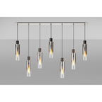 NL84969 Tokyo Slim Linear Pendant 7 Light Adjustable Black/Smoke Fade Glass