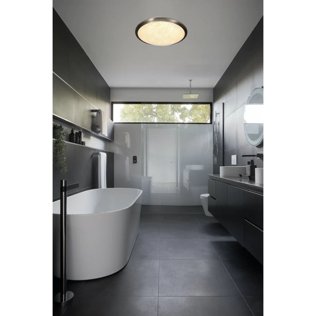 NL77509 Blat Bathroom Ceiling  Light LED Satin Nickel/Crystaline