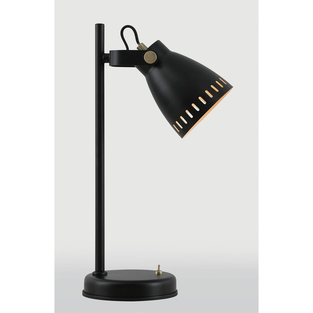NL77239 Bojam Adjustable Table Lamp 1 Light Matt Black/Antique Brass/Khaki