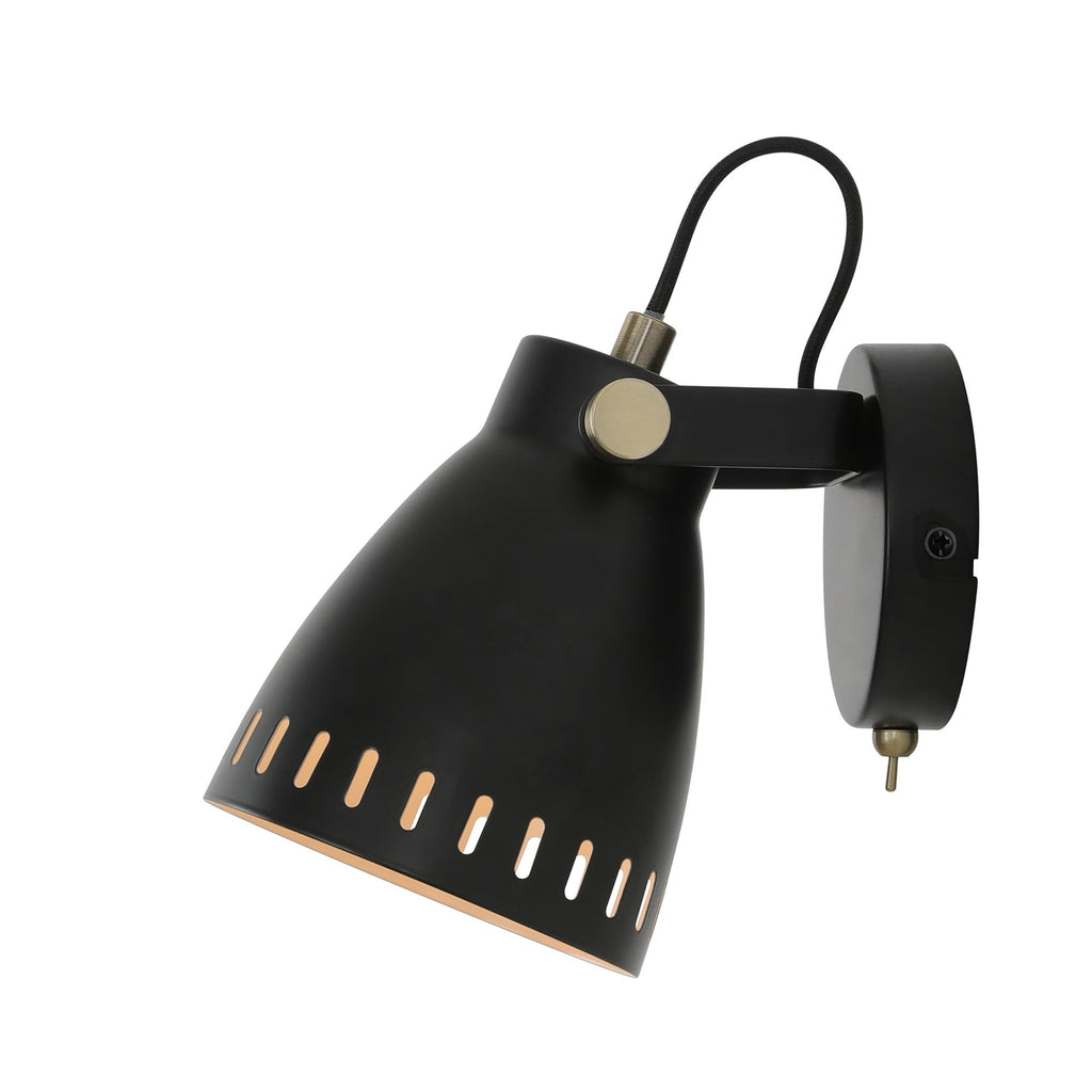 NL77259 Bojam Adjustable Wall Lamp 1 Light Matt Black/Antique Brass/Khaki
