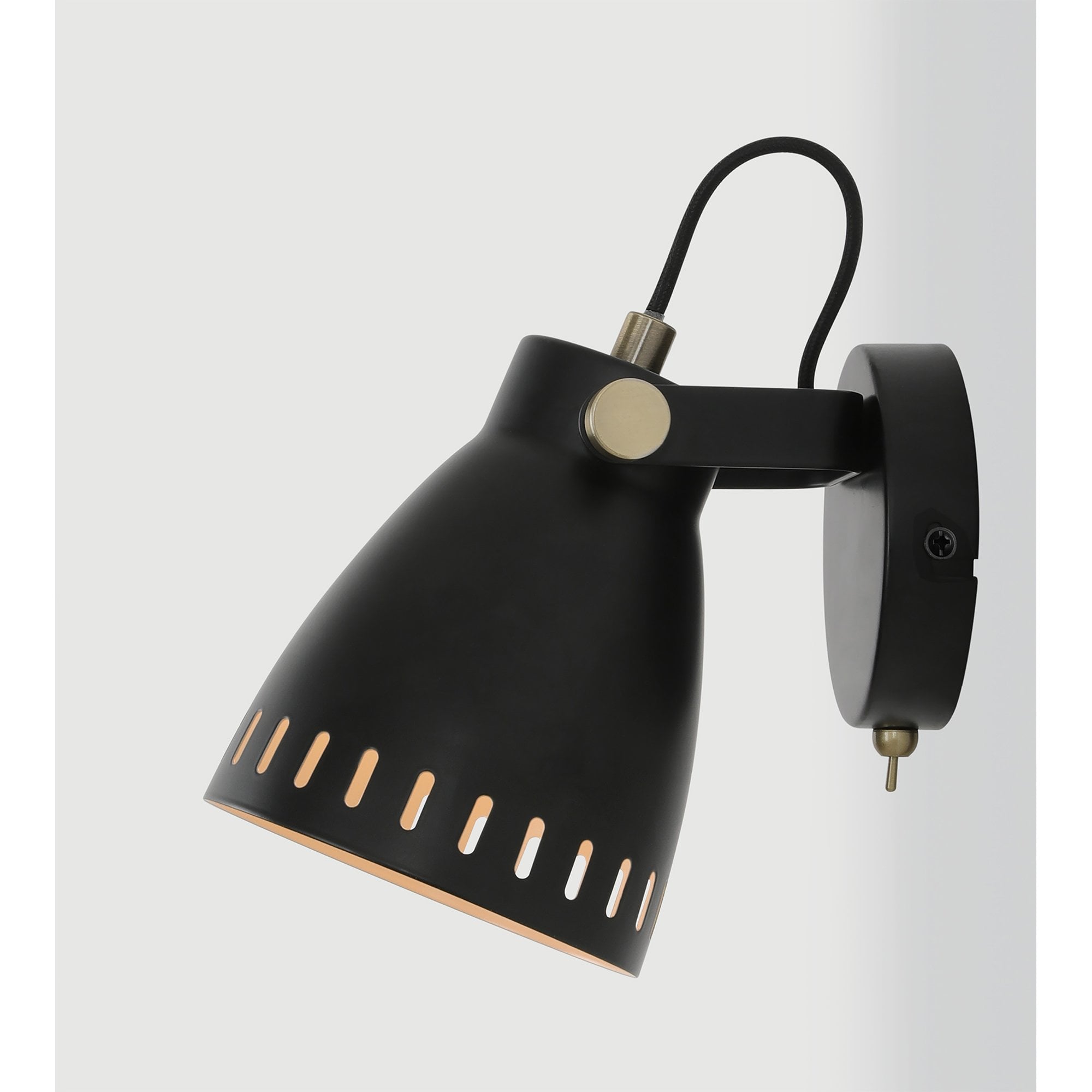 NL77259 Bojam Adjustable Wall Lamp 1 Light Matt Black/Antique Brass/Khaki