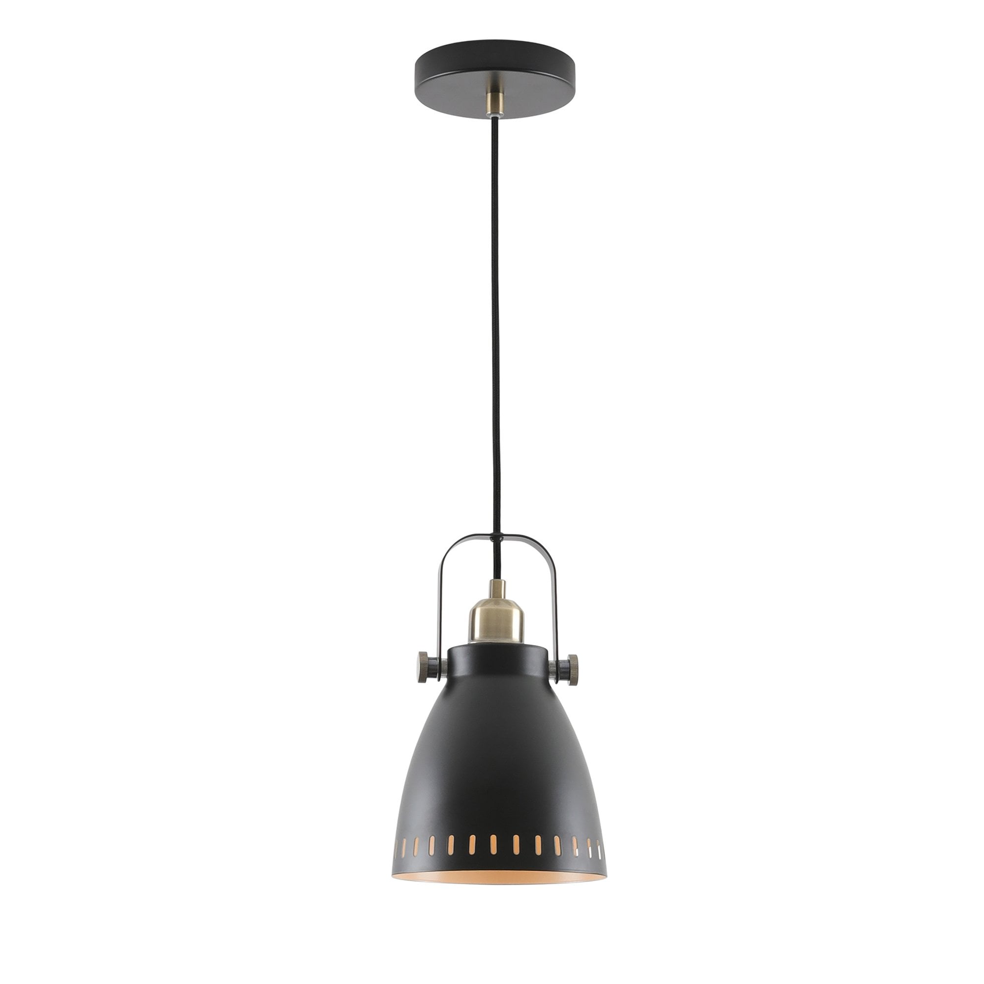 NL77269 Bojam Small Pendant 1 Light Matt Black/Antique Brass/Khaki