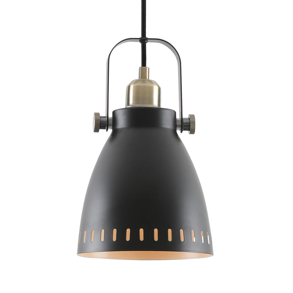 NL77269 Bojam Small Pendant 1 Light Matt Black/Antique Brass/Khaki
