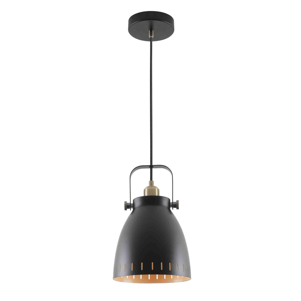 NL77279 Bojam Medium Pendant 1 Light Matt Black/Antique Brass/Khaki
