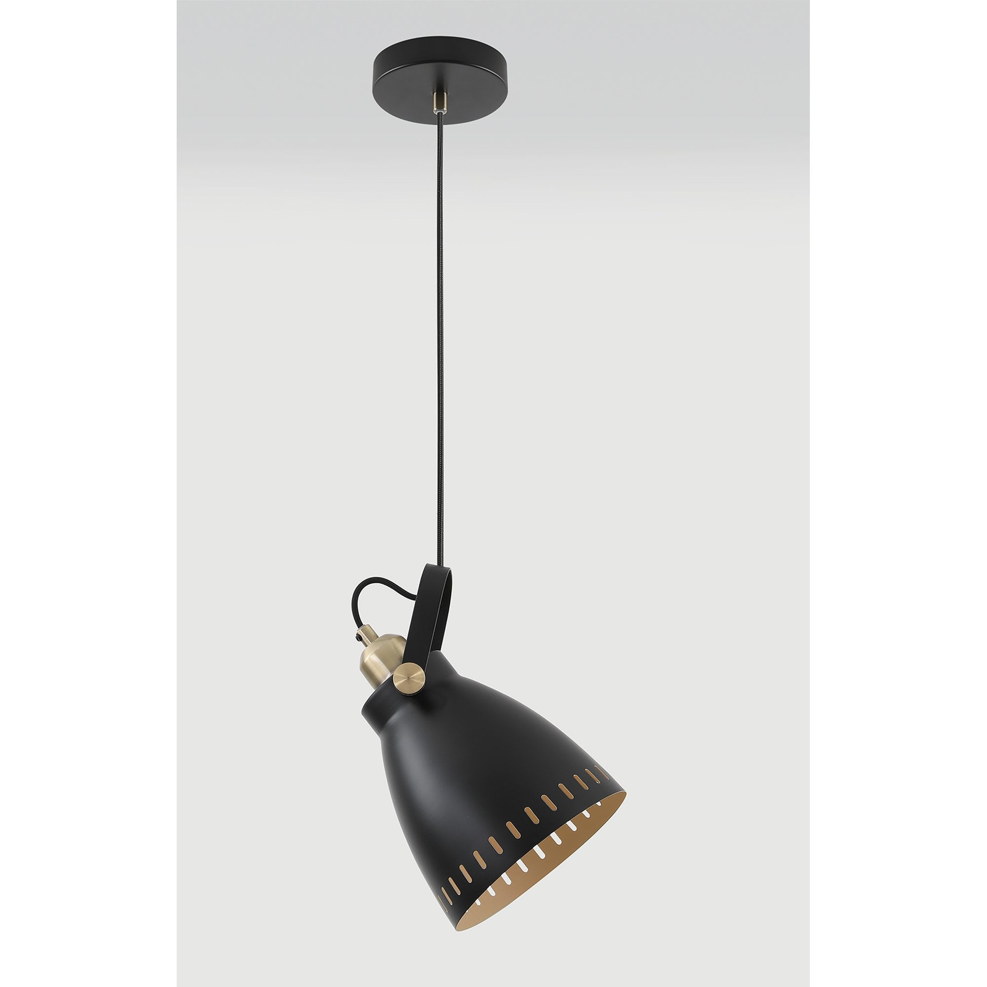 NL77279 Bojam Medium Pendant 1 Light Matt Black/Antique Brass/Khaki