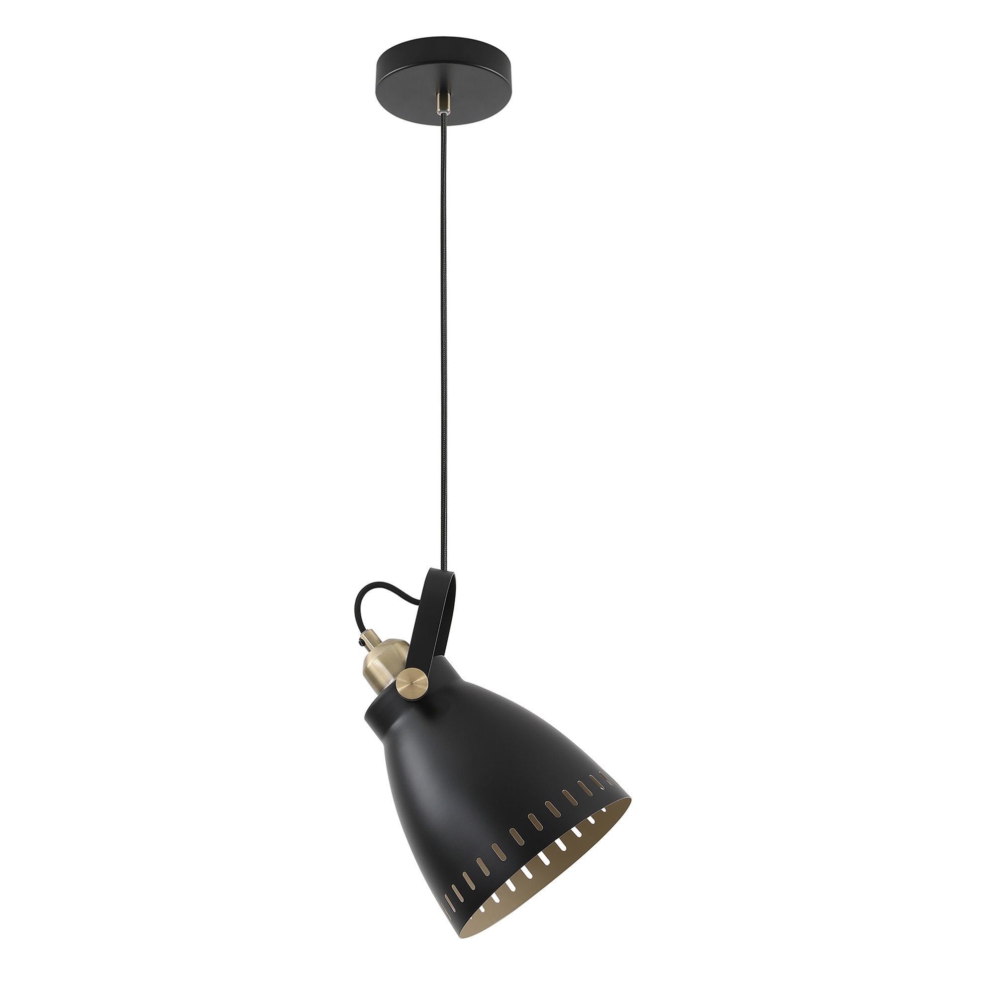NL77279 Bojam Medium Pendant 1 Light Matt Black/Antique Brass/Khaki
