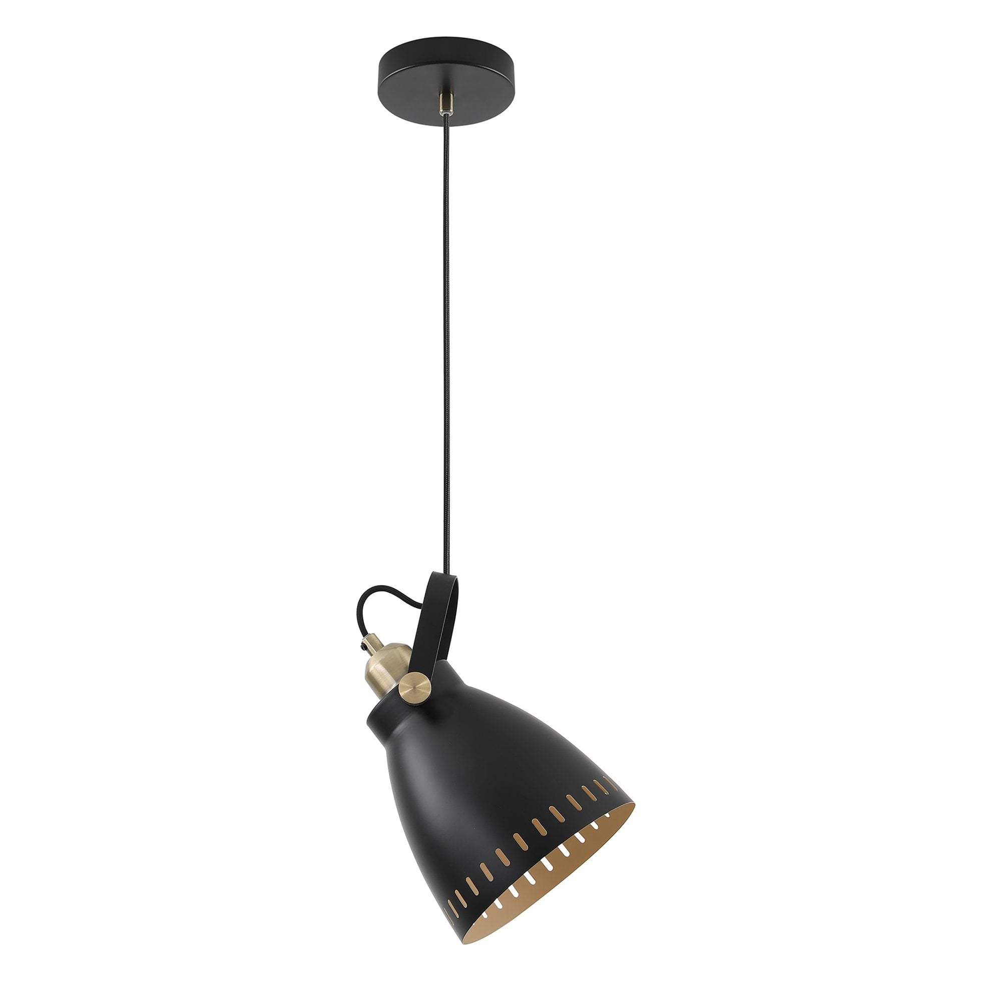 NL77279 Bojam Medium Pendant 1 Light Matt Black/Antique Brass/Khaki