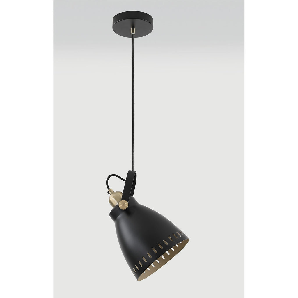 NL77279 Bojam Medium Pendant 1 Light Matt Black/Antique Brass/Khaki