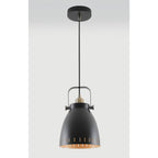 NL77279 Bojam Medium Pendant 1 Light Matt Black/Antique Brass/Khaki