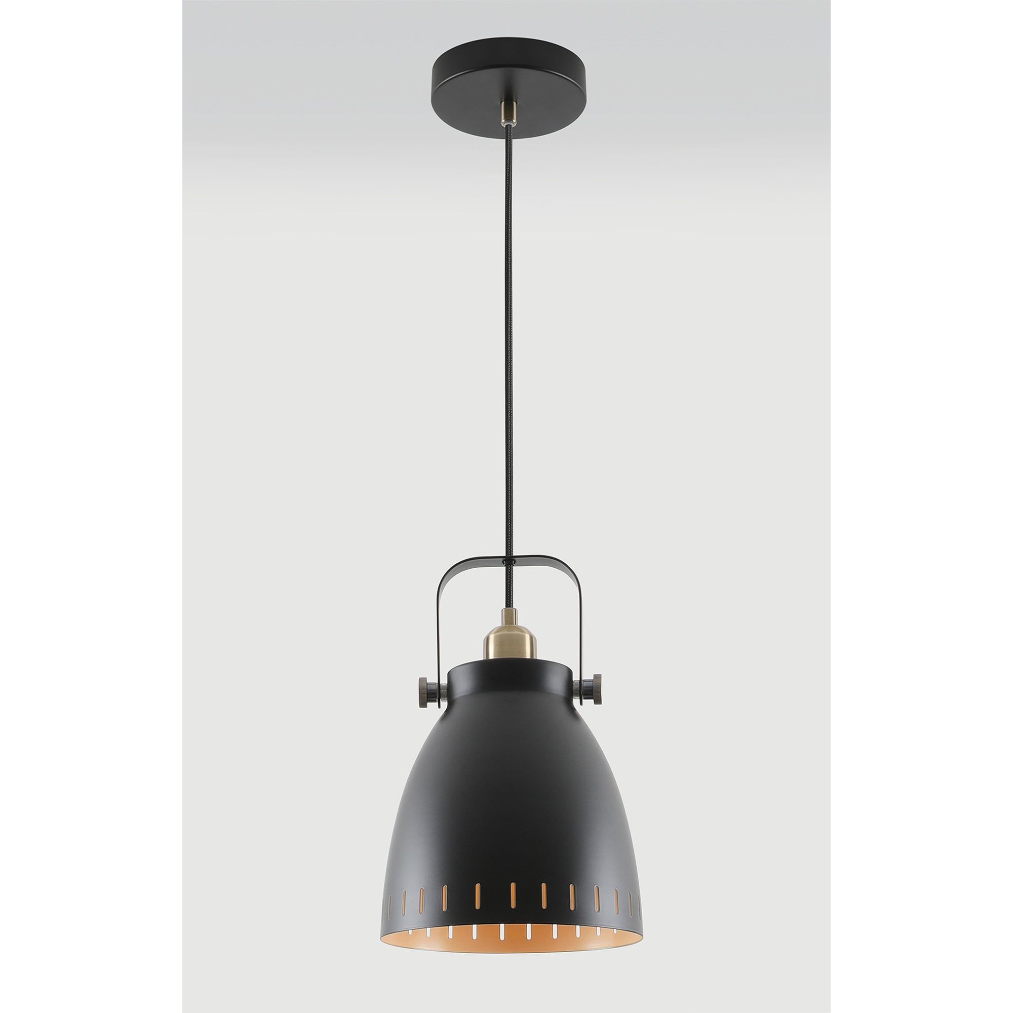 NL77279 Bojam Medium Pendant 1 Light Matt Black/Antique Brass/Khaki