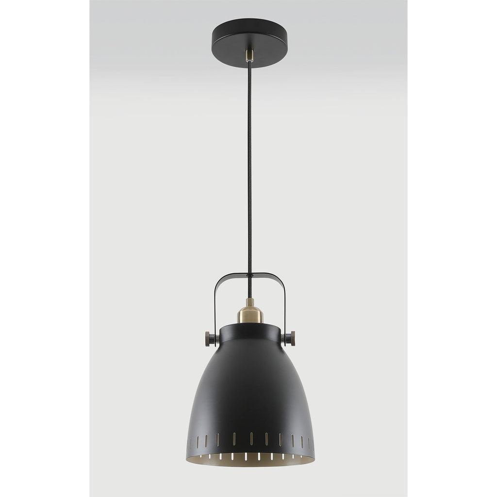 NL77279 Bojam Medium Pendant 1 Light Matt Black/Antique Brass/Khaki