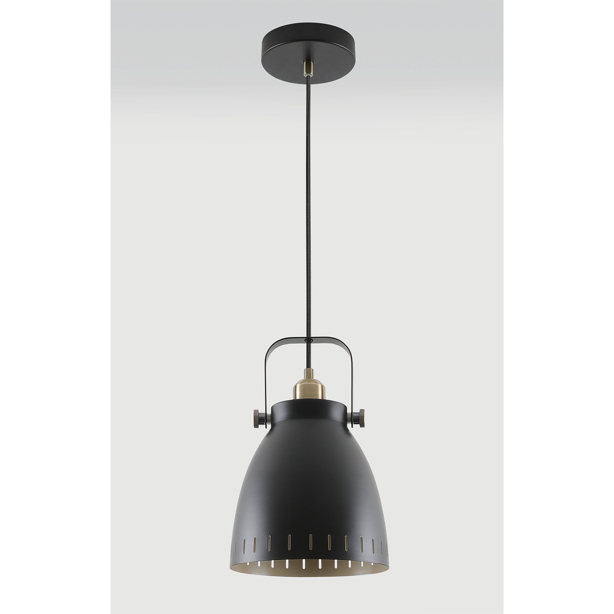 NL77279 Bojam Medium Pendant 1 Light Matt Black/Antique Brass/Khaki