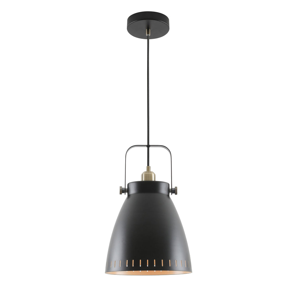 NL77289 Bojam Large Pendant 1 Light Matt Black/Antique Brass/Khaki