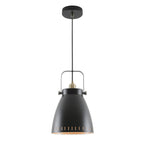 NL77289 Bojam Large Pendant 1 Light Matt Black/Antique Brass/Khaki
