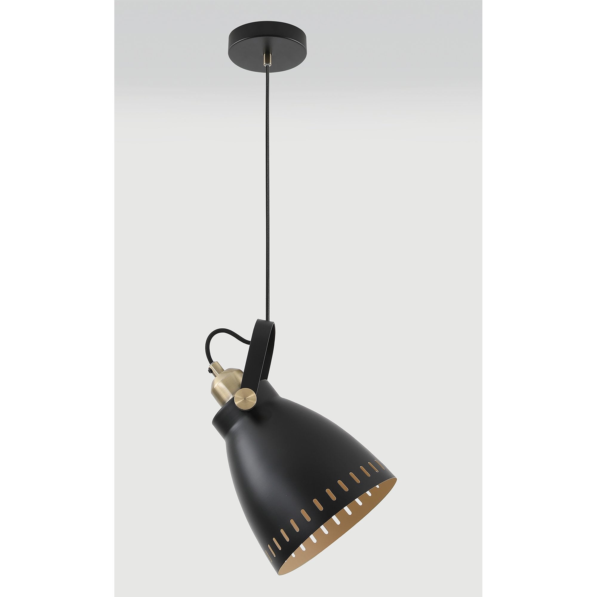 NL77289 Bojam Large Pendant 1 Light Matt Black/Antique Brass/Khaki