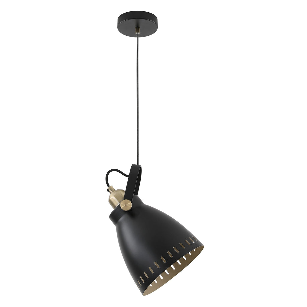 NL77289 Bojam Large Pendant 1 Light Matt Black/Antique Brass/Khaki