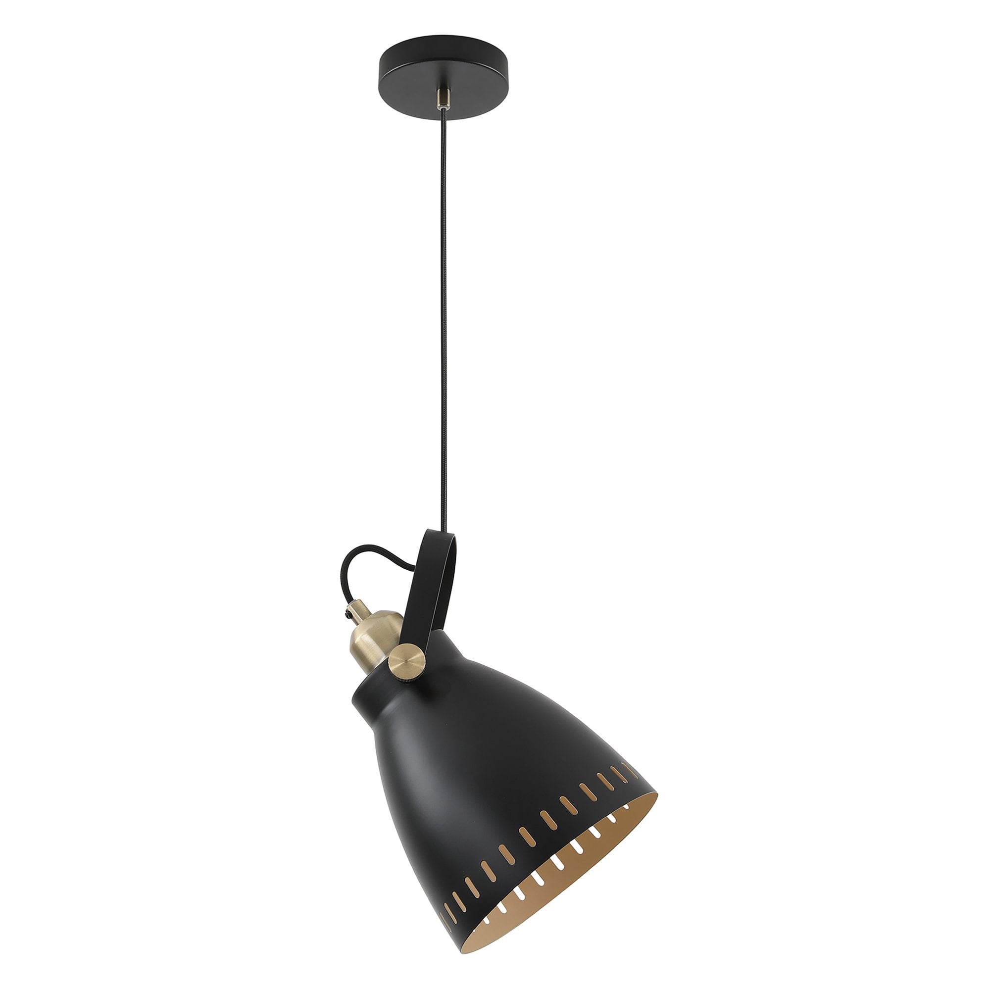 NL77289 Bojam Large Pendant 1 Light Matt Black/Antique Brass/Khaki