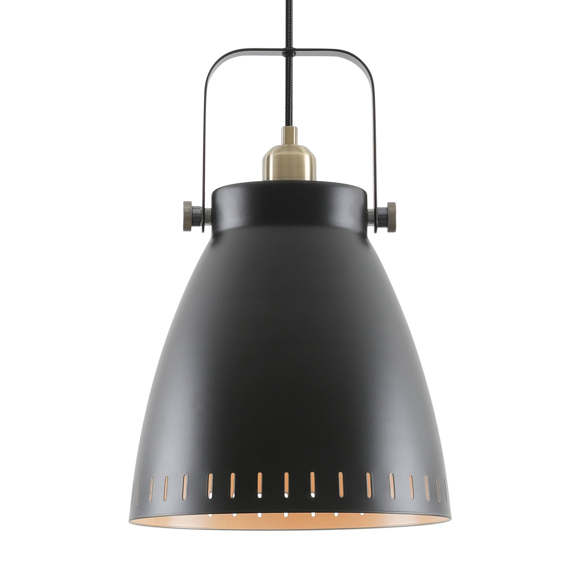 NL77289 Bojam Large Pendant 1 Light Matt Black/Antique Brass/Khaki