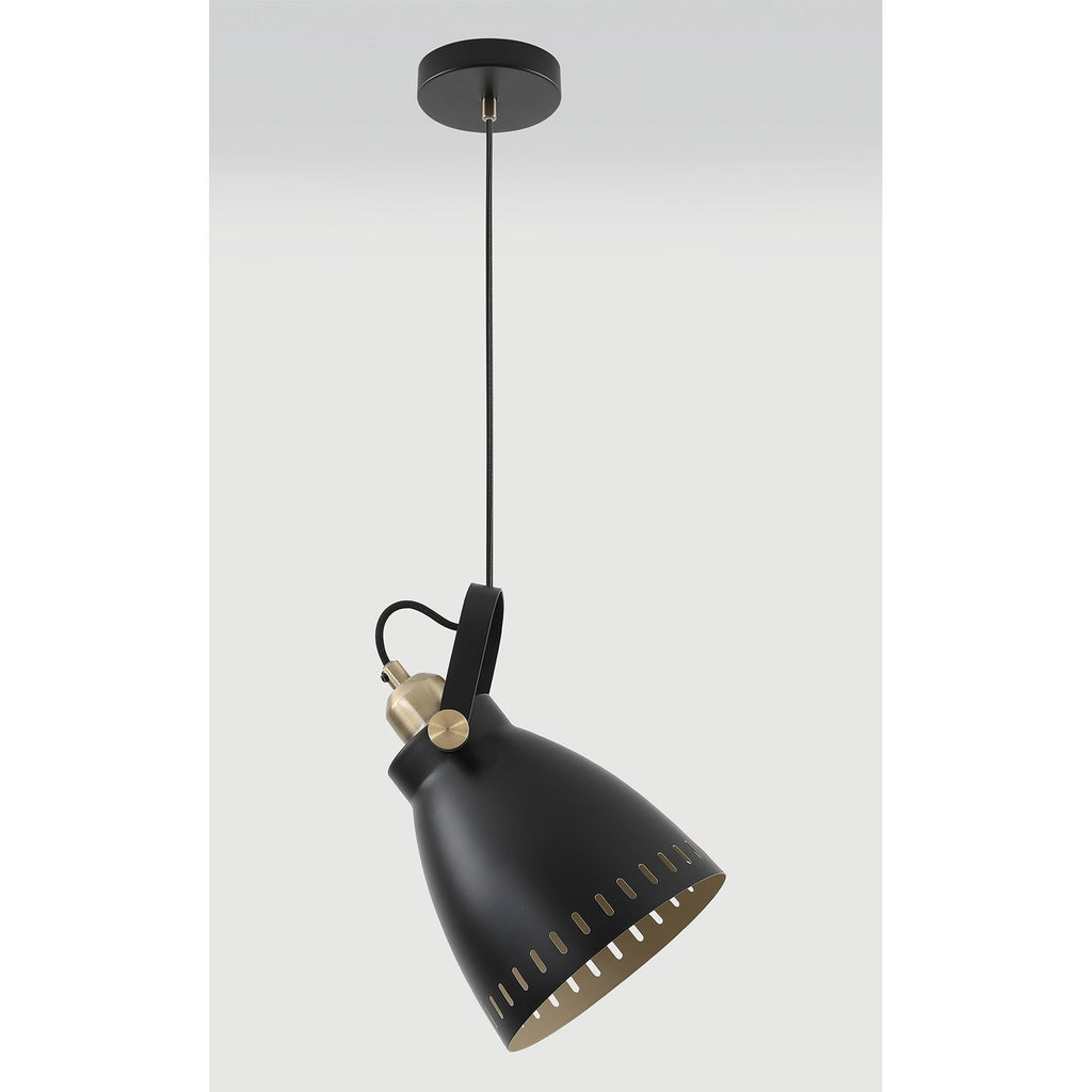 NL77289 Bojam Large Pendant 1 Light Matt Black/Antique Brass/Khaki