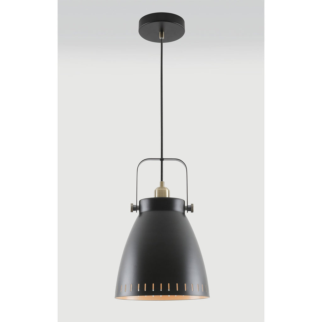 NL77289 Bojam Large Pendant 1 Light Matt Black/Antique Brass/Khaki