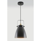 NL77289 Bojam Large Pendant 1 Light Matt Black/Antique Brass/Khaki