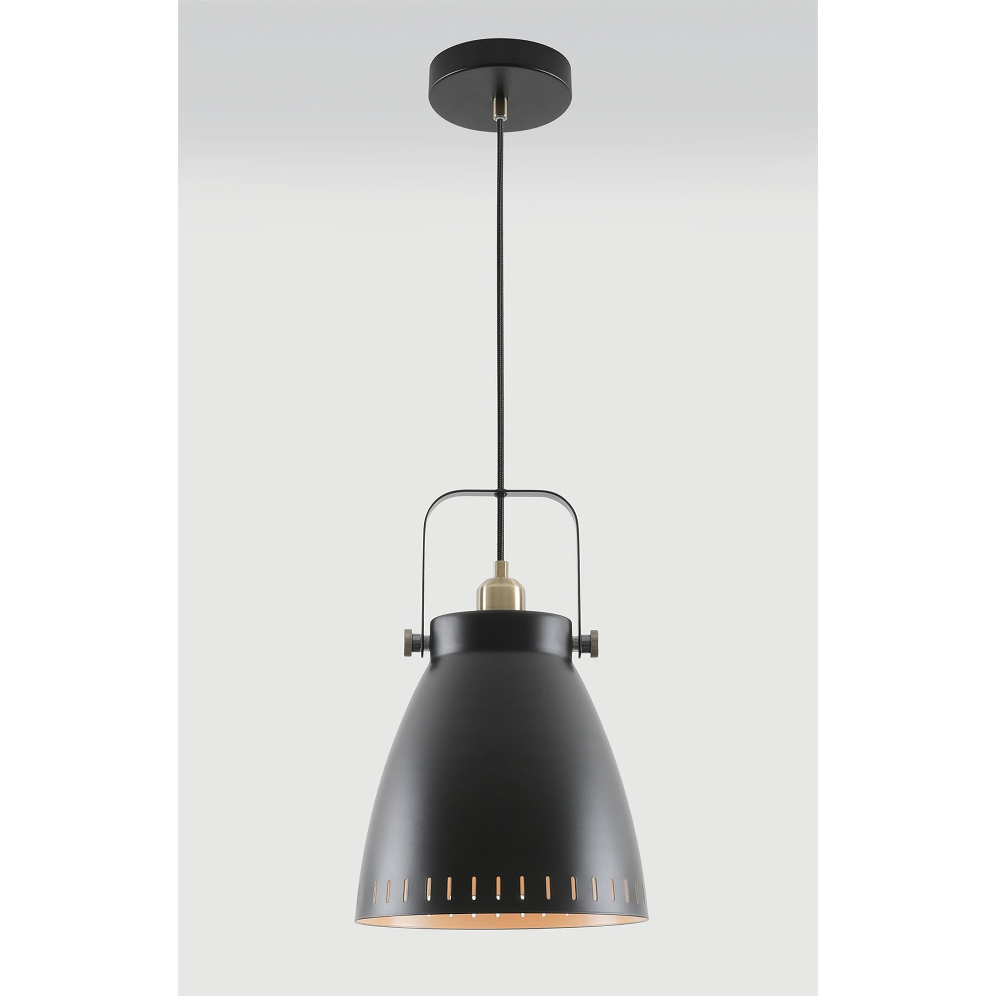 NL77289 Bojam Large Pendant 1 Light Matt Black/Antique Brass/Khaki