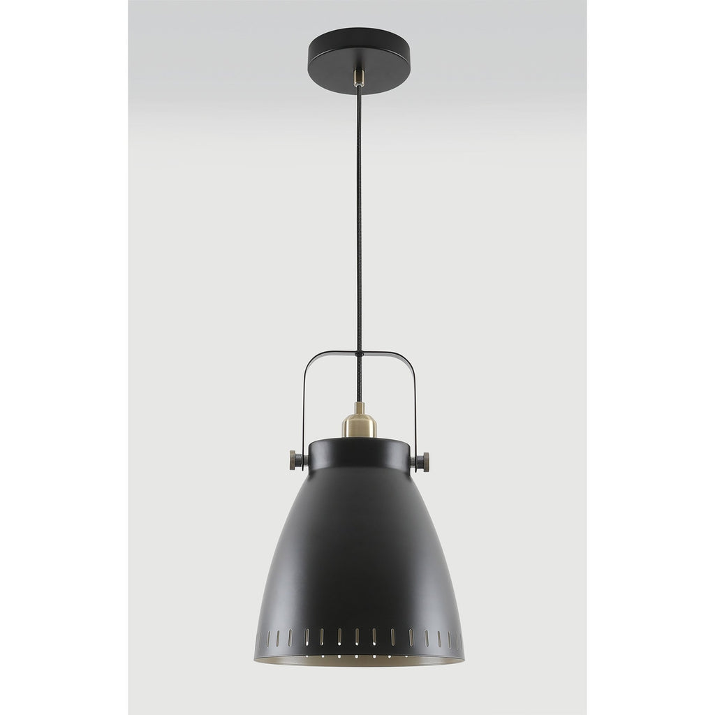 NL77289 Bojam Large Pendant 1 Light Matt Black/Antique Brass/Khaki