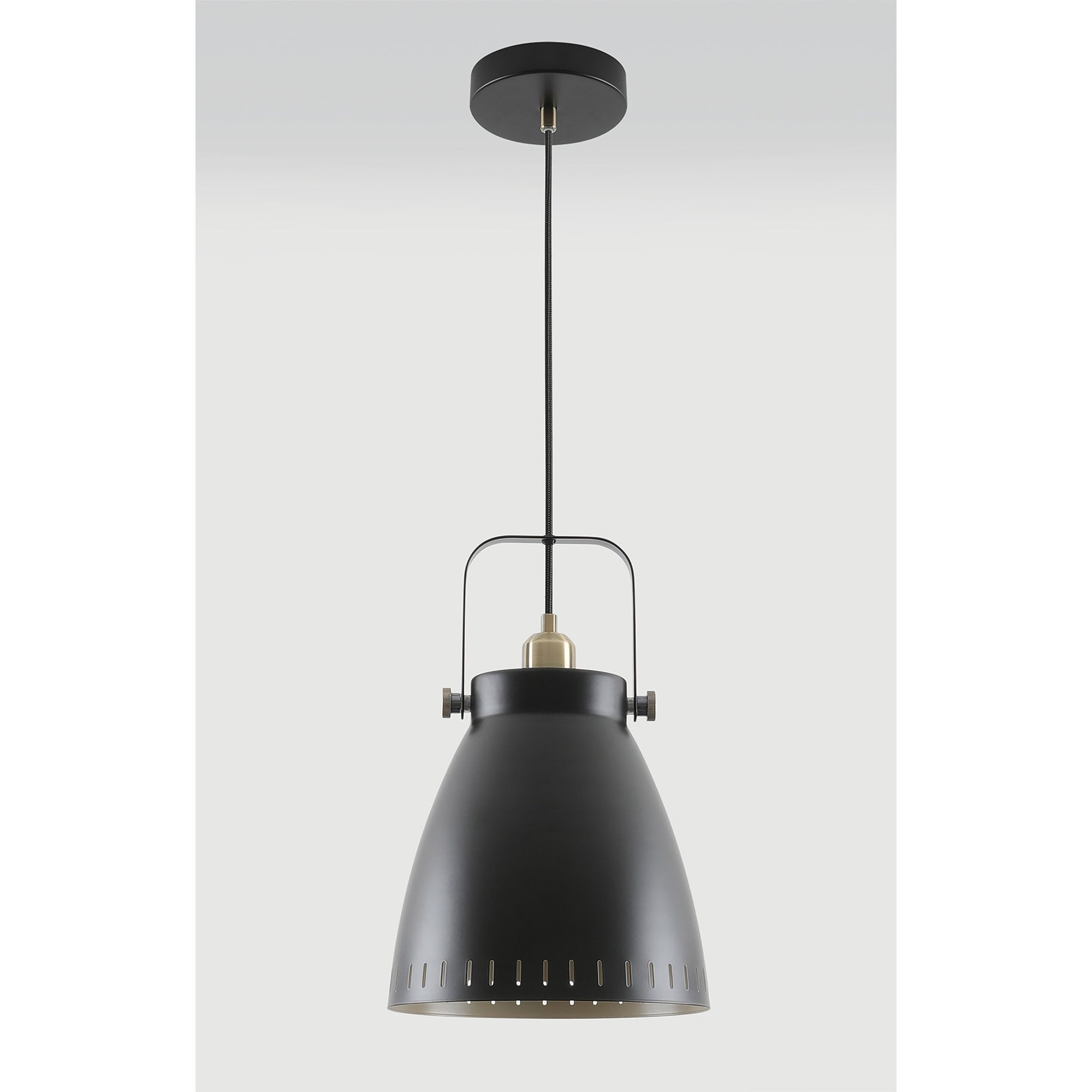 NL77289 Bojam Large Pendant 1 Light Matt Black/Antique Brass/Khaki