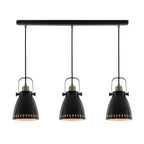 NL77299 Bojam Linear Pendant 3 Light Matt Black/Antique Brass/Khaki