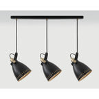 NL77299 Bojam Linear Pendant 3 Light Matt Black/Antique Brass/Khaki