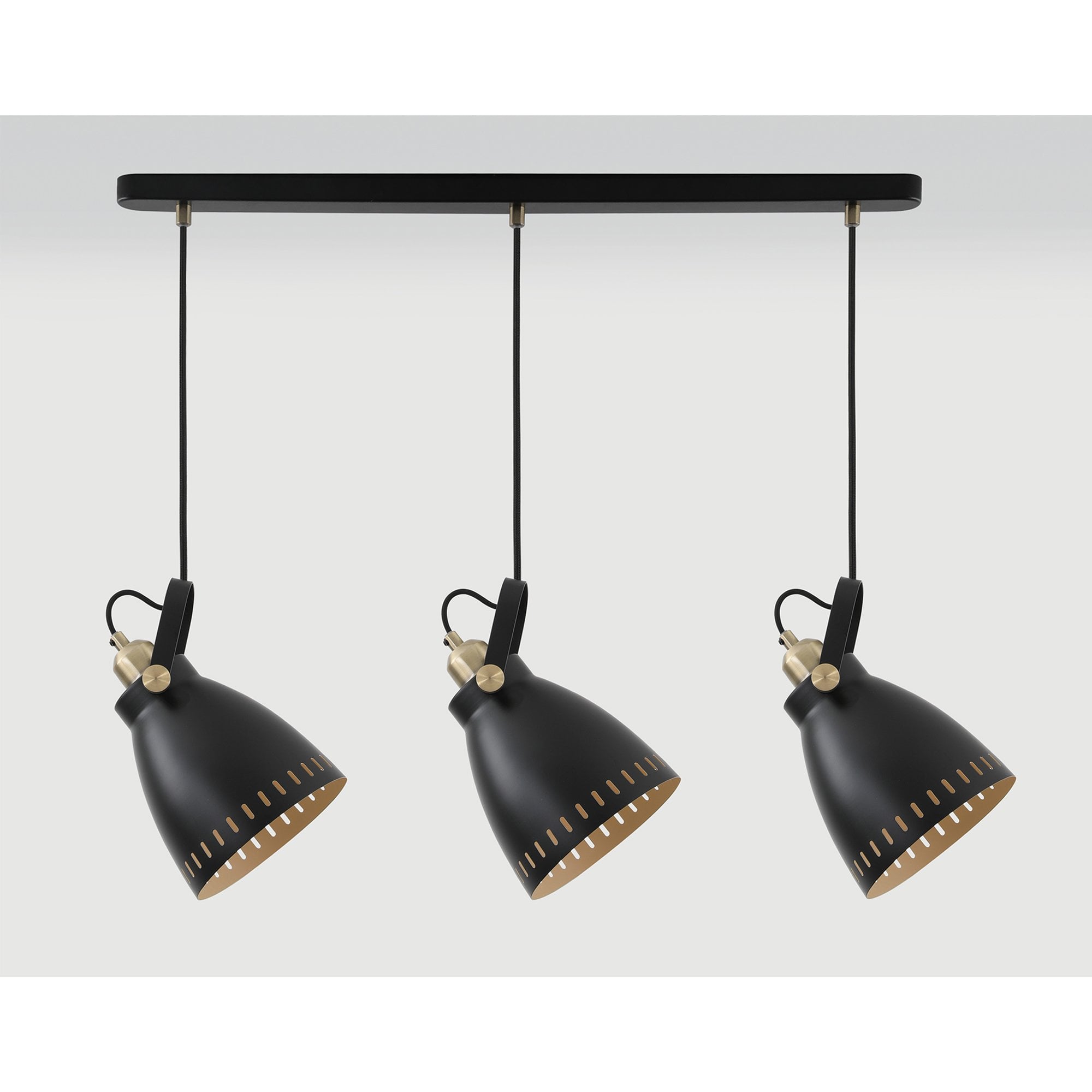 NL77299 Bojam Linear Pendant 3 Light Matt Black/Antique Brass/Khaki