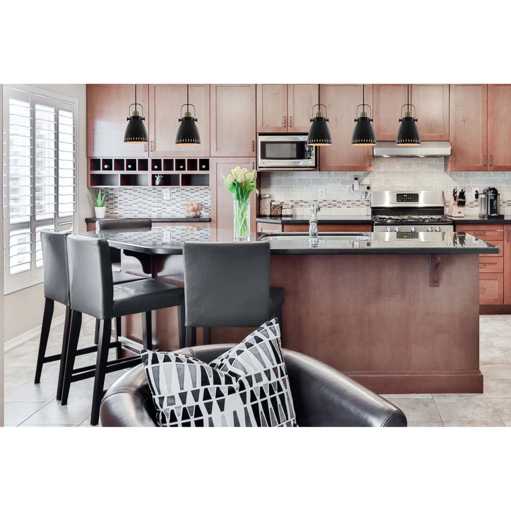 NL77299 Bojam Linear Pendant 3 Light Matt Black/Antique Brass/Khaki