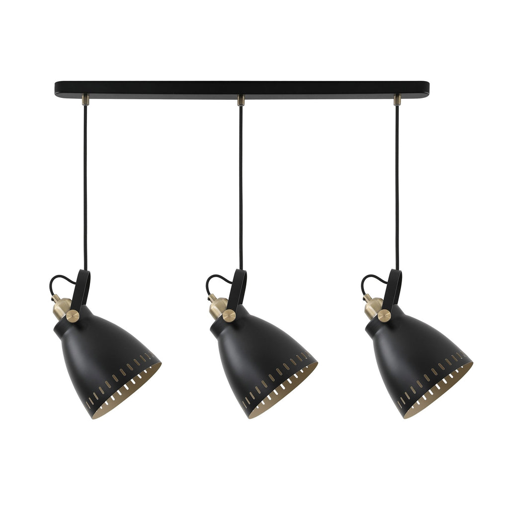 NL77299 Bojam Linear Pendant 3 Light Matt Black/Antique Brass/Khaki