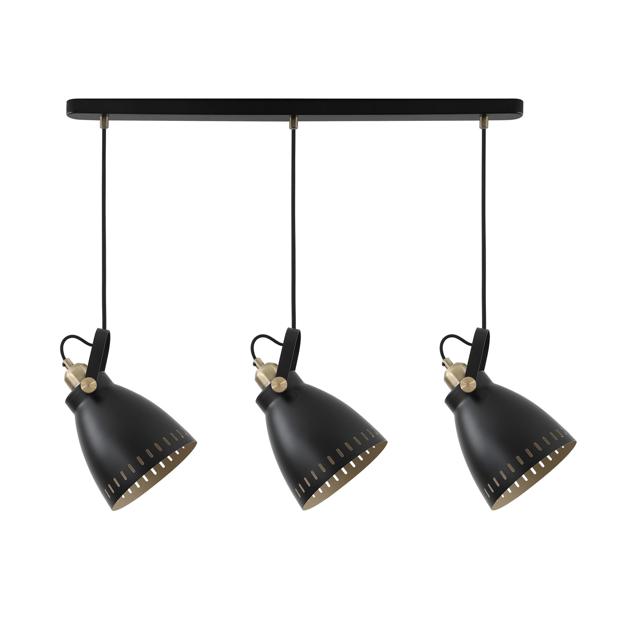 NL77299 Bojam Linear Pendant 3 Light Matt Black/Antique Brass/Khaki