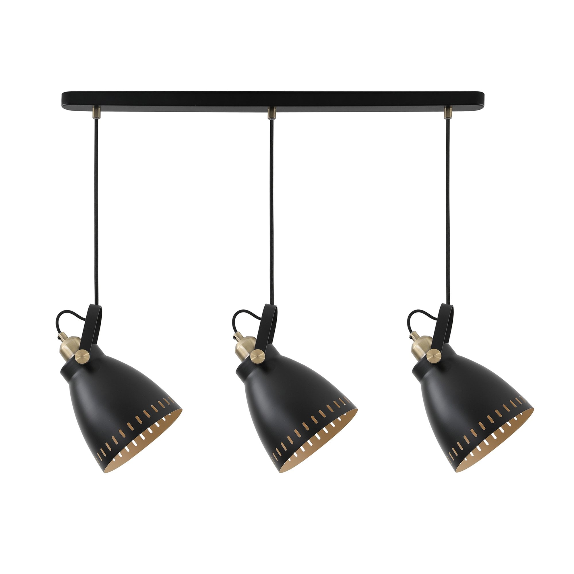 NL77299 Bojam Linear Pendant 3 Light Matt Black/Antique Brass/Khaki