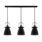 NL77299 Bojam Linear Pendant 3 Light Matt Black/Antique Brass/Khaki