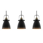 NL77299 Bojam Linear Pendant 3 Light Matt Black/Antique Brass/Khaki