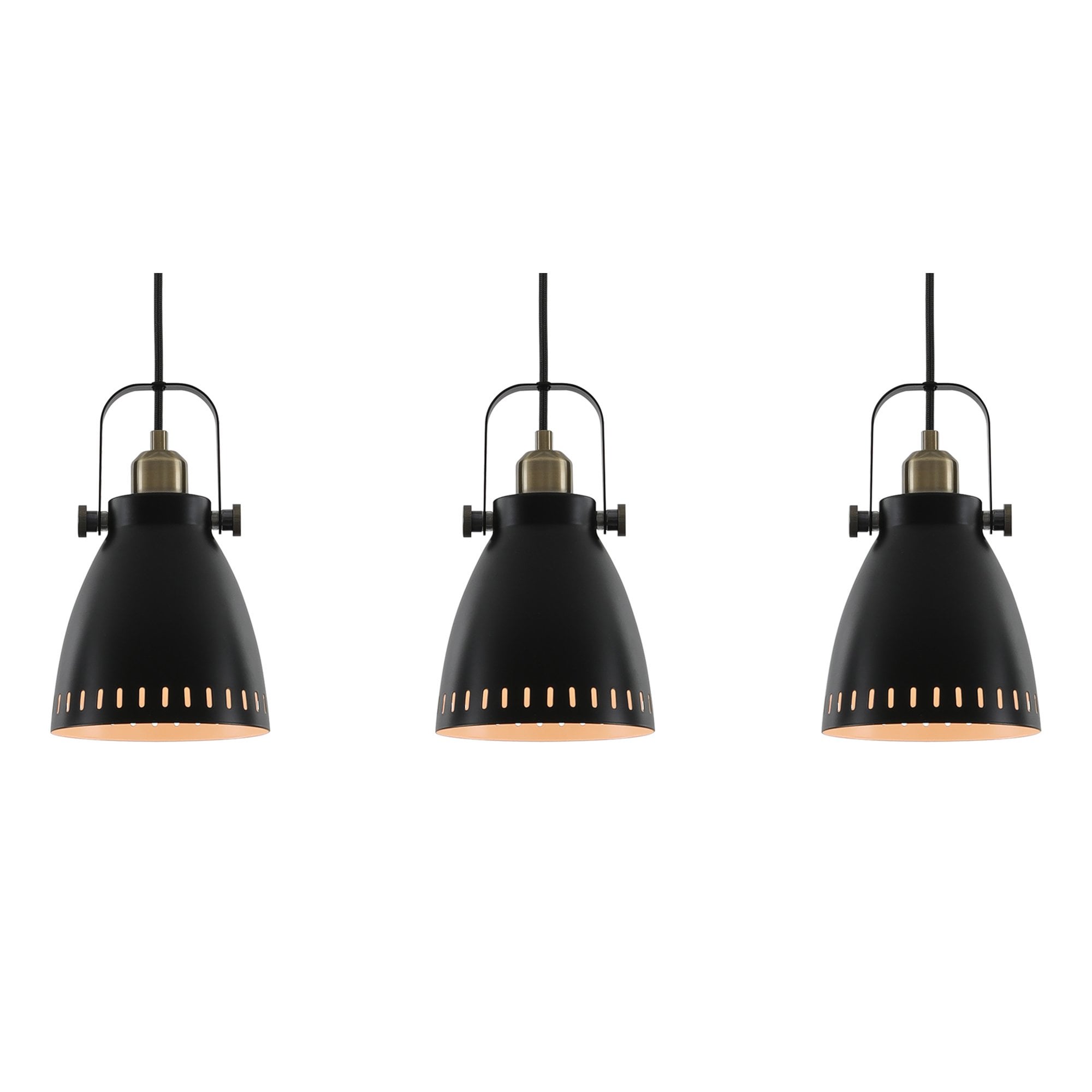 NL77299 Bojam Linear Pendant 3 Light Matt Black/Antique Brass/Khaki