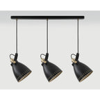 NL77299 Bojam Linear Pendant 3 Light Matt Black/Antique Brass/Khaki